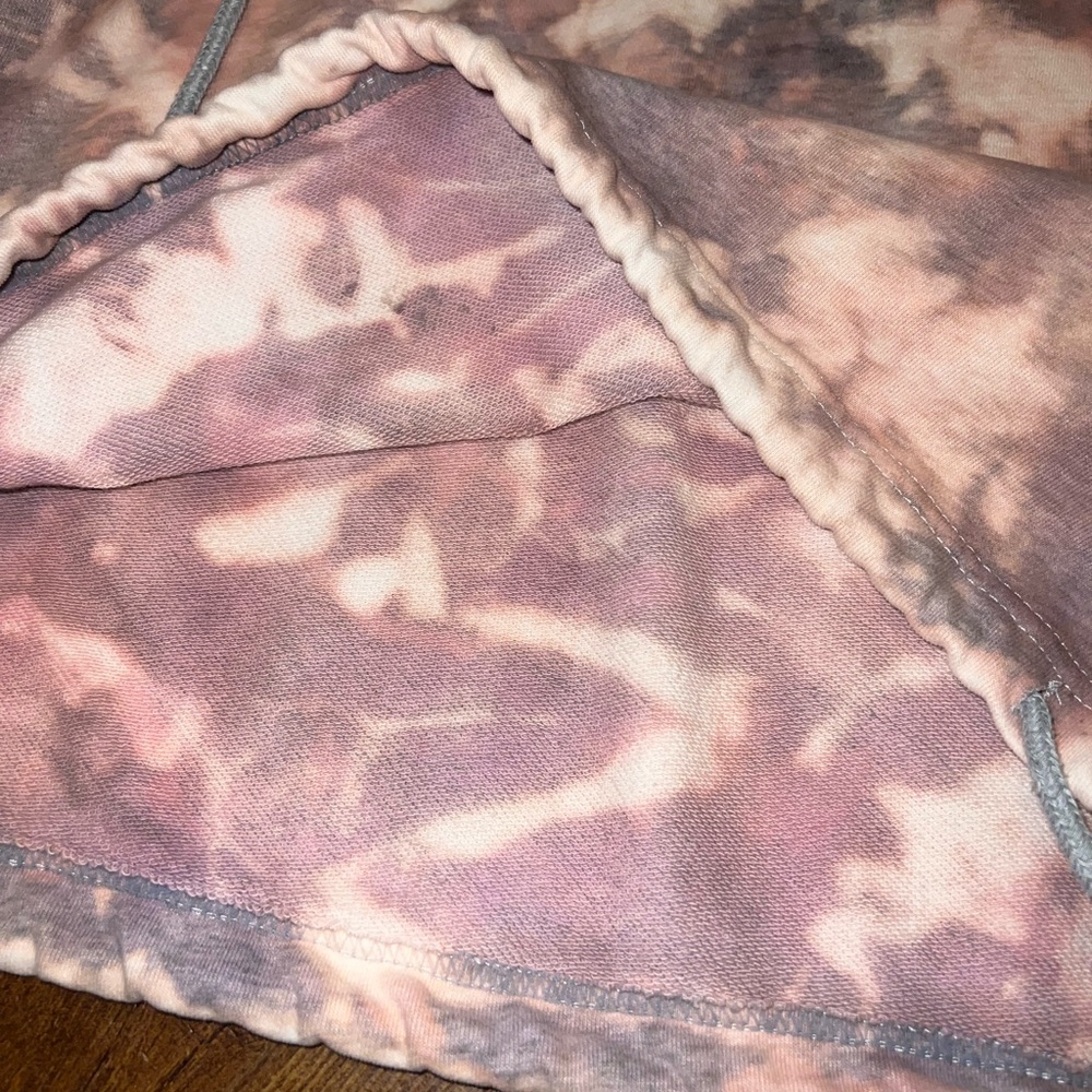 Gray Pink Colorful Acid Wash Quarter Zip Crop Long Sleeve Boho Pullover Size M - Picture 8 of 13